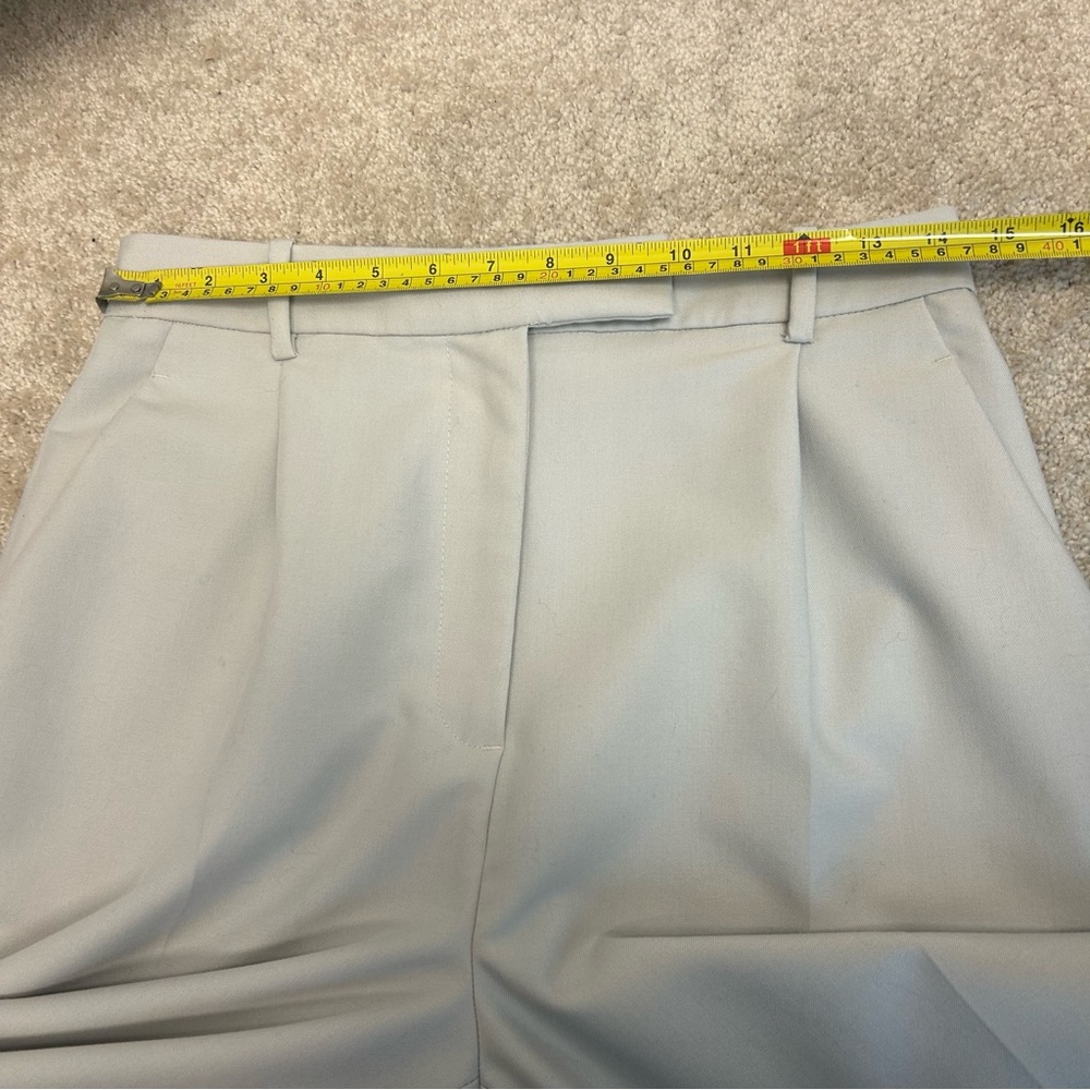 Zara light gray high waisted pleated wide leg trouser dress pants Sz M - Picture 4 of 12